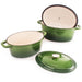 BergHOFF Neo 5pc Cast Iron Oval Dutch Oven Set with 10" Fry Pan, 5qt. & 8qt., Green - Cookware Sets