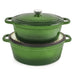 BergHOFF Neo 5pc Cast Iron Oval Dutch Oven Set with 10" Fry Pan, 5qt. & 8qt., Green - Cookware Sets