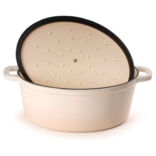 BergHOFF Neo 5pc Cast Iron Oval Dutch Oven Set with 10" Fry Pan, 5qt. & 8qt., Meringue - Cookware Sets