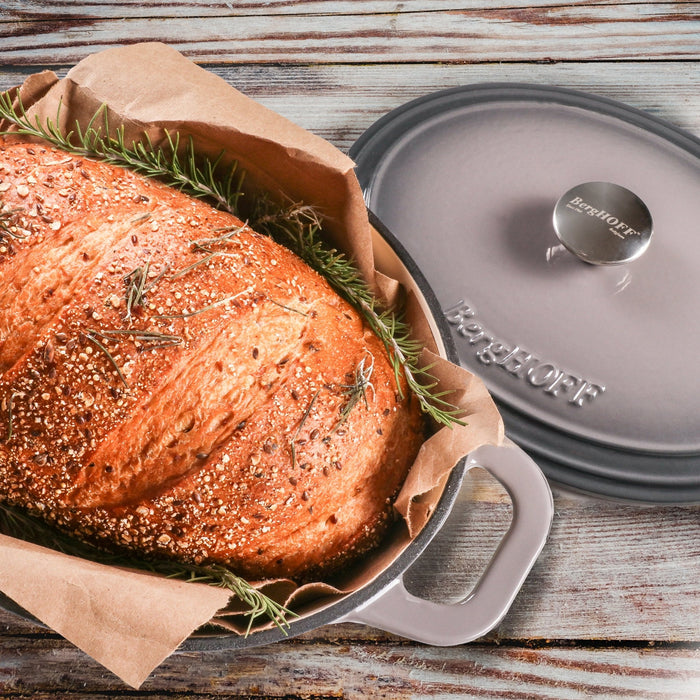 BergHOFF Neo 5pc Cast Iron Oval Dutch Oven Set with 10" Fry Pan, 5qt. & 8qt., Oyster - Cookware Sets