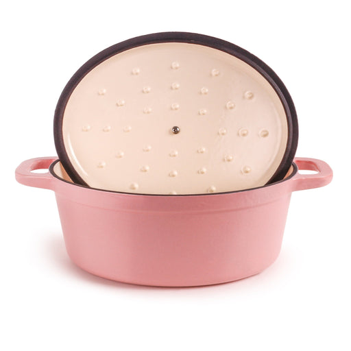 BergHOFF Neo 5pc Cast Iron Oval Dutch Oven Set with 10" Fry Pan, 5qt. & 8qt., Pink - Cookware Sets