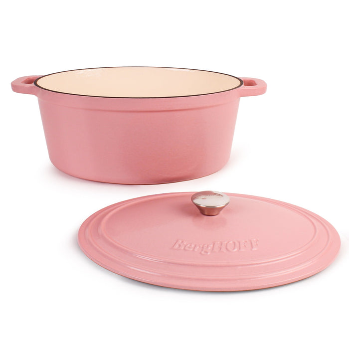 BergHOFF Neo 5pc Cast Iron Oval Dutch Oven Set with 10" Fry Pan, 5qt. & 8qt., Pink - Cookware Sets