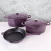 BergHOFF Neo 5pc Cast Iron Oval Dutch Oven Set with 10" Fry Pan, 5qt. & 8qt., Purple - Cookware Sets