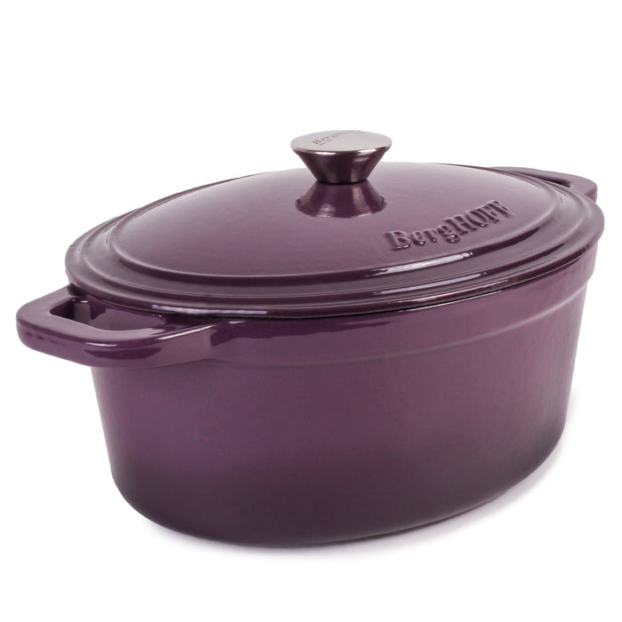 BergHOFF Neo 5pc Cast Iron Oval Dutch Oven Set with 10" Fry Pan, 5qt. & 8qt., Purple - Cookware Sets