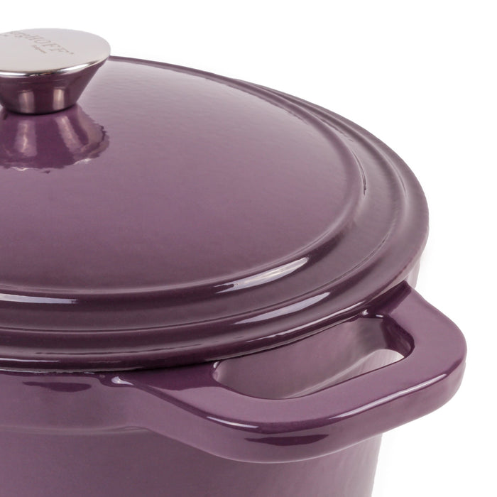 BergHOFF Neo 5pc Cast Iron Oval Dutch Oven Set with 10" Fry Pan, 5qt. & 8qt., Purple - Cookware Sets