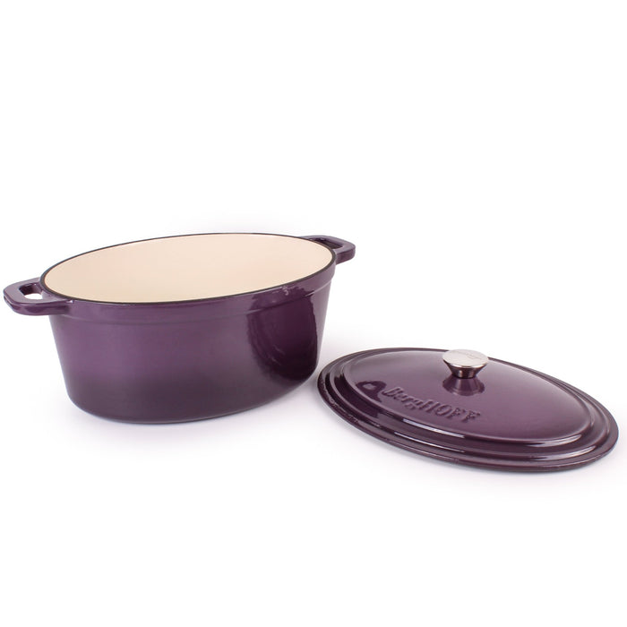 BergHOFF Neo 5pc Cast Iron Oval Dutch Oven Set with 10" Fry Pan, 5qt. & 8qt., Purple - Cookware Sets