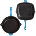 BergHOFF Neo 4pc Cast Iron Cookware Set, Grill Pan, Fry Pan & Oval Dutch Oven, Blue - Cookware Sets