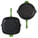 BergHOFF Neo 4pc Cast Iron Cookware Set, Grill Pan, Fry Pan & Oval Dutch Oven, Green - Cookware Sets