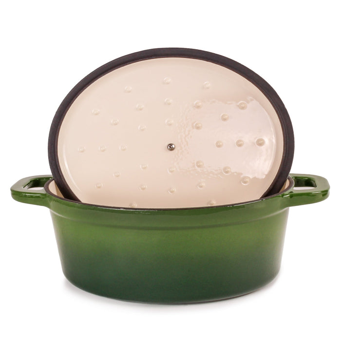 BergHOFF Neo 4pc Cast Iron Cookware Set, Grill Pan, Fry Pan & Oval Dutch Oven, Green - Cookware Sets