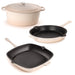 BergHOFF Neo 4pc Cast Iron Cookware Set, Grill Pan, Fry Pan & Oval Dutch Oven, Meringue - Cookware Sets