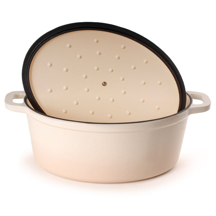 BergHOFF Neo 4pc Cast Iron Cookware Set, Grill Pan, Fry Pan & Oval Dutch Oven, Meringue - Cookware Sets