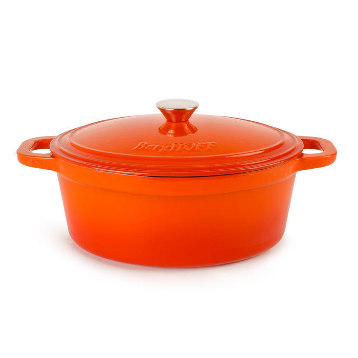 BergHOFF Neo 4pc Cast Iron Cookware Set, Grill Pan, Fry Pan & Oval Dutch Oven, Orange - Cookware Sets