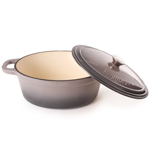 BergHOFF Neo 4pc Cast Iron Cookware Set, Grill Pan, Fry Pan & Oval Dutch Oven, Oyster - Cookware Sets