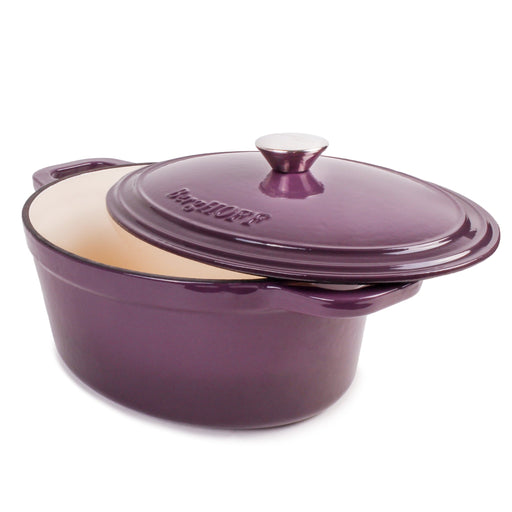BergHOFF Neo 4pc Cast Iron Cookware Set, Grill Pan, Fry Pan & Oval Dutch Oven, Purple - Cookware Sets