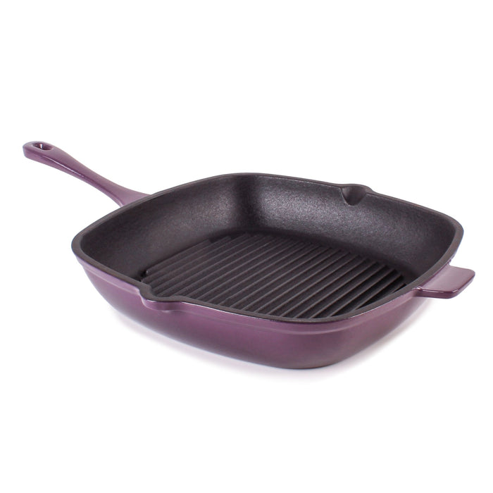 BergHOFF Neo 4pc Cast Iron Cookware Set, Grill Pan, Fry Pan & Oval Dutch Oven, Purple - Cookware Sets