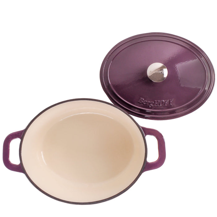 BergHOFF Neo 4pc Cast Iron Cookware Set, Grill Pan, Fry Pan & Oval Dutch Oven, Purple - Cookware Sets