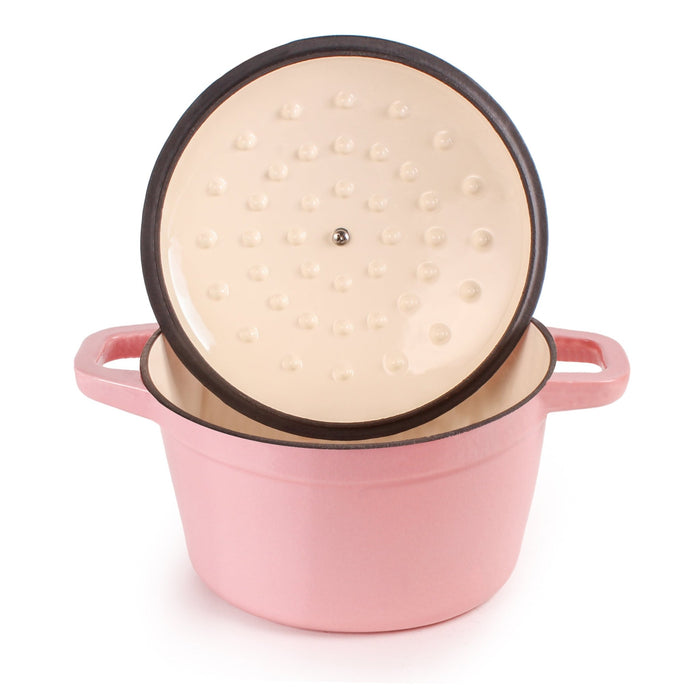 BergHOFF Neo 5pc Cast Iron Dutch Oven Set with 10" Fry Pan, 3qt. & 5qt., Pink - Cookware Sets