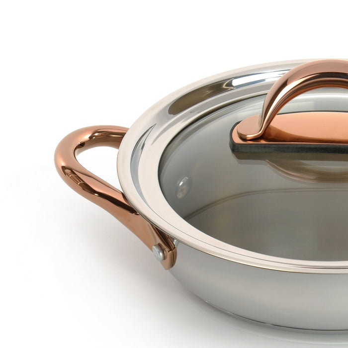 BergHOFF Ouro Gold 5pc 18/10 Stainless Steel Starter Set, Glass Lids, Rose Gold Handles - Cookware Sets
