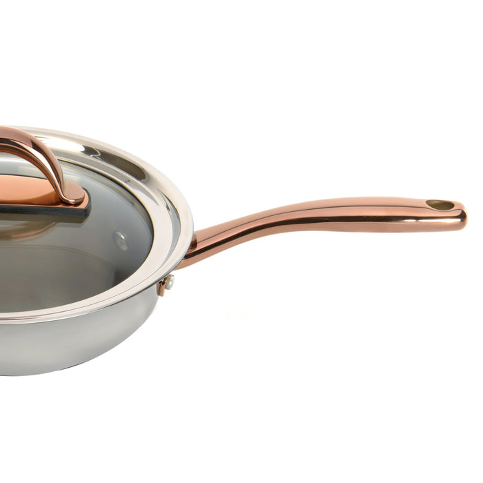 BergHOFF Ouro Gold 5pc 18/10 Stainless Steel Starter Set, Glass Lids, Rose Gold Handles - Cookware Sets