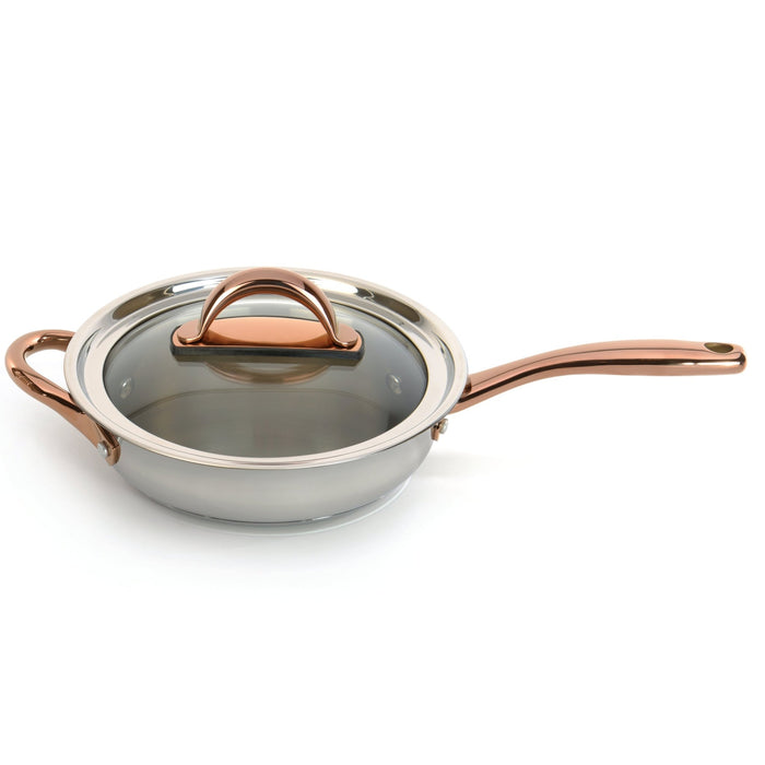BergHOFF Ouro Gold 5pc 18/10 Stainless Steel Starter Set, Glass Lids, Rose Gold Handles - Cookware Sets