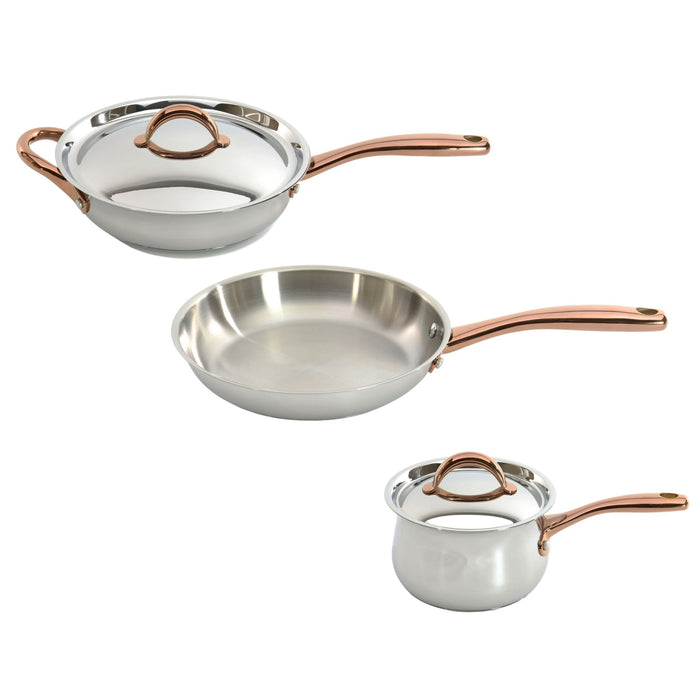 BergHOFF Ouro Gold 5pc 18/10 Stainless Steel Starter Set, Rose Gold Handles - Cookware Sets