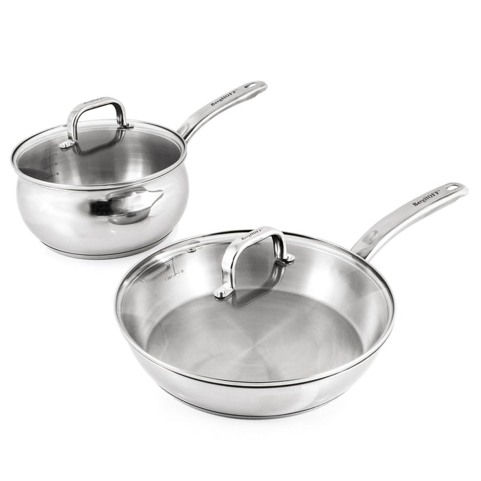 BergHOFF Belly Shape 7pc 18/10 Stainless Steel Cookware Set with Glass Lids - Cookware Sets