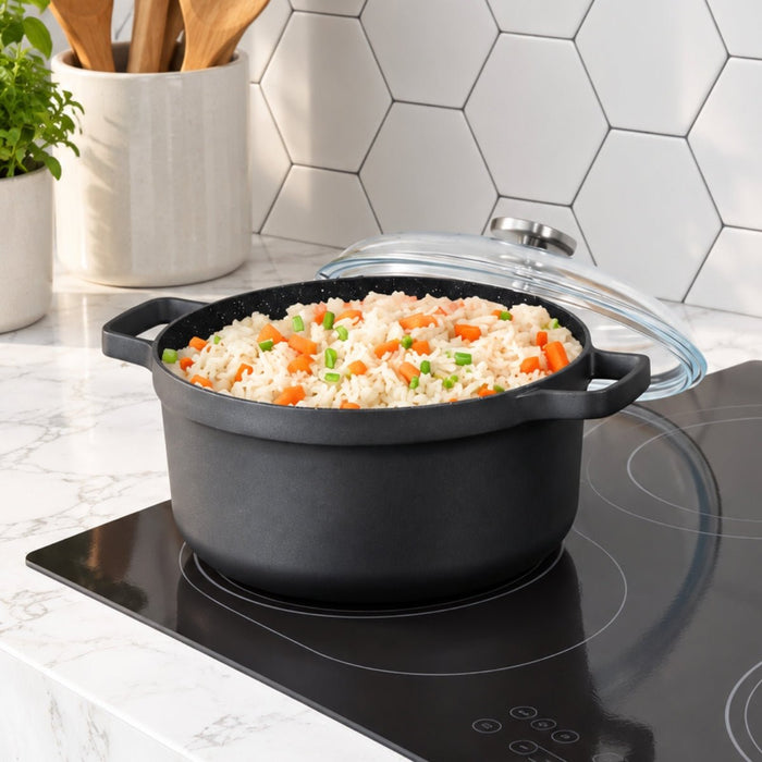 BergHOFF GEM 5Pc Nonstick Cast Aluminum Wok and Stockpots Cookware Set, Glass Lids - Cookware Sets