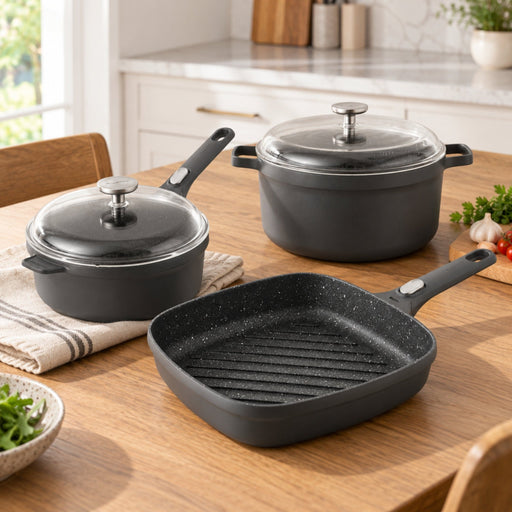 BergHOFF GEM 5pc Nonstick Cast Aluminum Cookware Set, Glass Lids - Cookware Sets