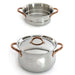 BergHOFF Ouro Gold 3pc 18/10 SS Steamer Set, SS Lids, Rose Gold Handles - Cookware Sets