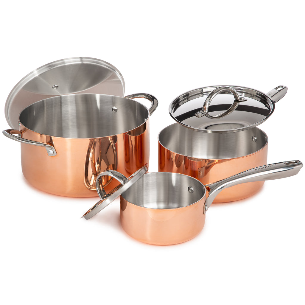 Vintage 6pc Tri-Ply Copper Cookware Set with Lids, Polished — BergHOFF