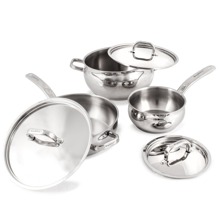 BergHOFF Belly Shape 6pc 18/10 Stainless Steel Cookware Set with SS Lids - Cookware Sets