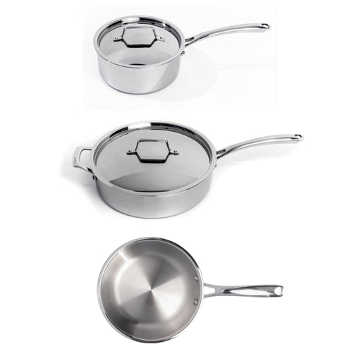 BergHOFF Professional 5pc Tri-Ply 18/10 Stainless Steel Starter Cookware Set, SS Lids - Cookware Sets