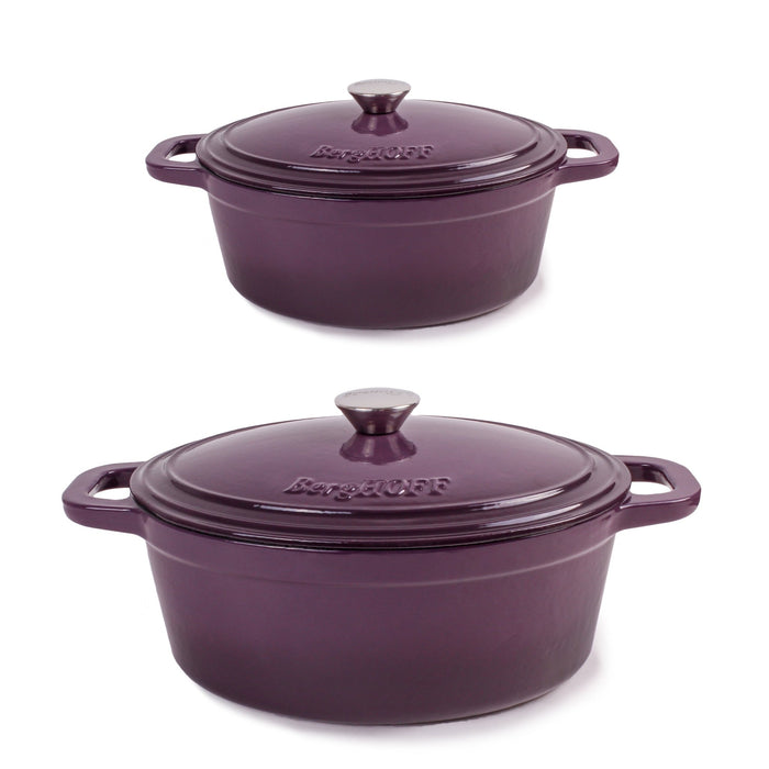 BergHOFF Neo 4pc Cast Iron Cookware Set, 5qt. & 8qt., Purple - Cookware Sets