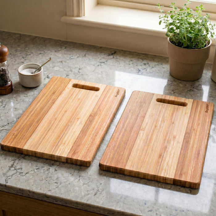 BergHOFF 2Pc 14" Bamboo Cutting Board Set , Rectangular, Two-tone - Cutting Boards