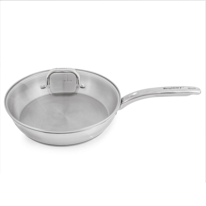 BergHOFF Belly Shape 3pc 18/10 Stainless Steel Fry Pan & Skillet Cookware Set with Glass Lid - Cookware Sets