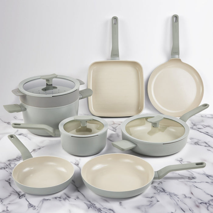 BergHOFF Leo Balance 11pc Nonstick Aluminum Cookware Set, Glass Lids, Moonmist - Cookware Sets