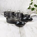 BergHOFF Essentials 10Pc Nonstick Hard Anodized Cookware Set With Glass lid, Black - Cookware Sets