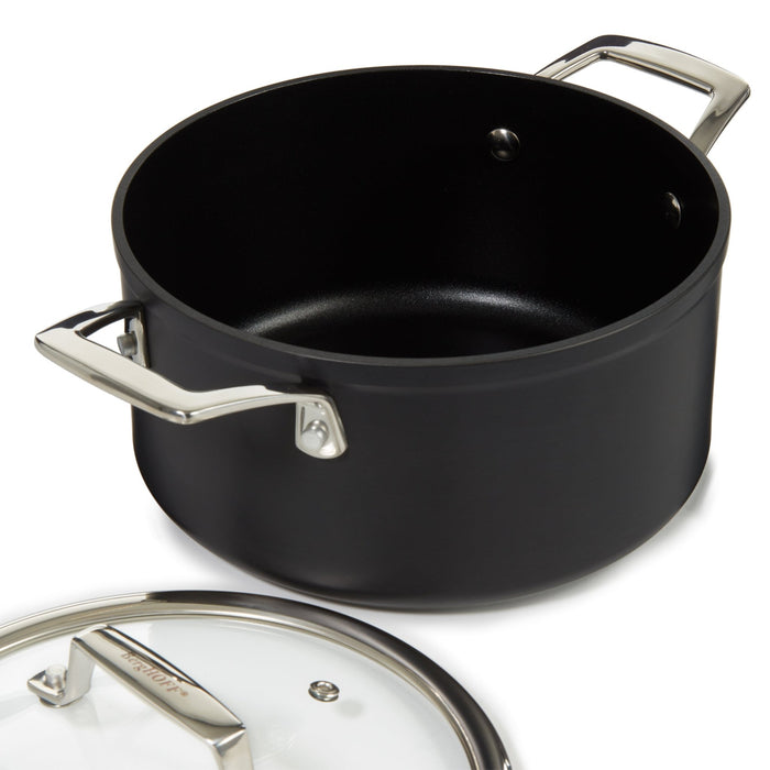 BergHOFF Essentials 10Pc Nonstick Hard Anodized Cookware Set With Glass lid, Black - Cookware Sets