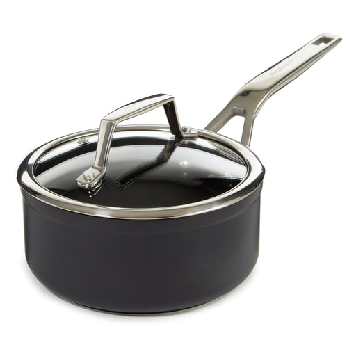 BergHOFF Essentials Nonstick Hard Anodized 6.25" Saucepan 1.3qt. With Glass Lid, Black - Saucepans