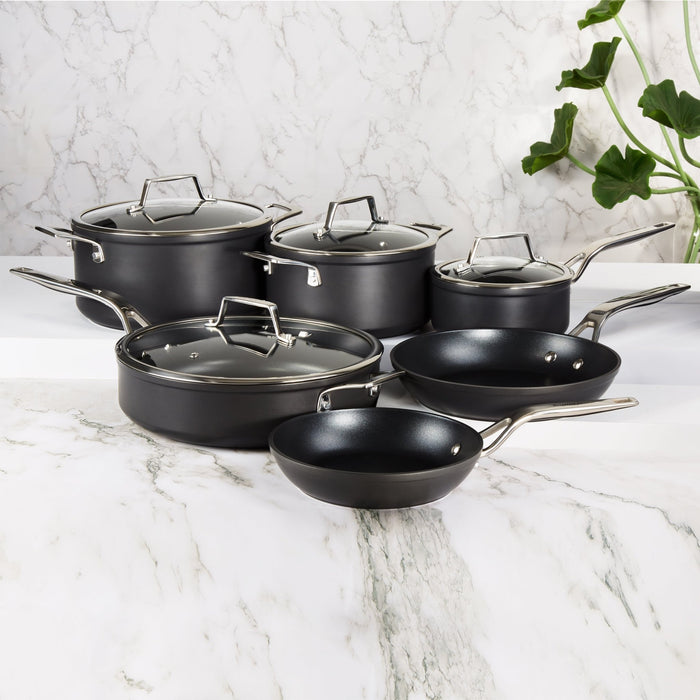 BergHOFF Essentials Nonstick Hard Anodized 6.25" Saucepan 1.3qt. With Glass Lid, Black - Saucepans