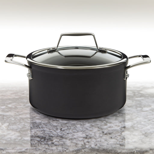 BergHOFF Essentials Nonstick Hard Anodized 8" Stockpot 3.3qt. With Glass Lid, Black - Stock Pots