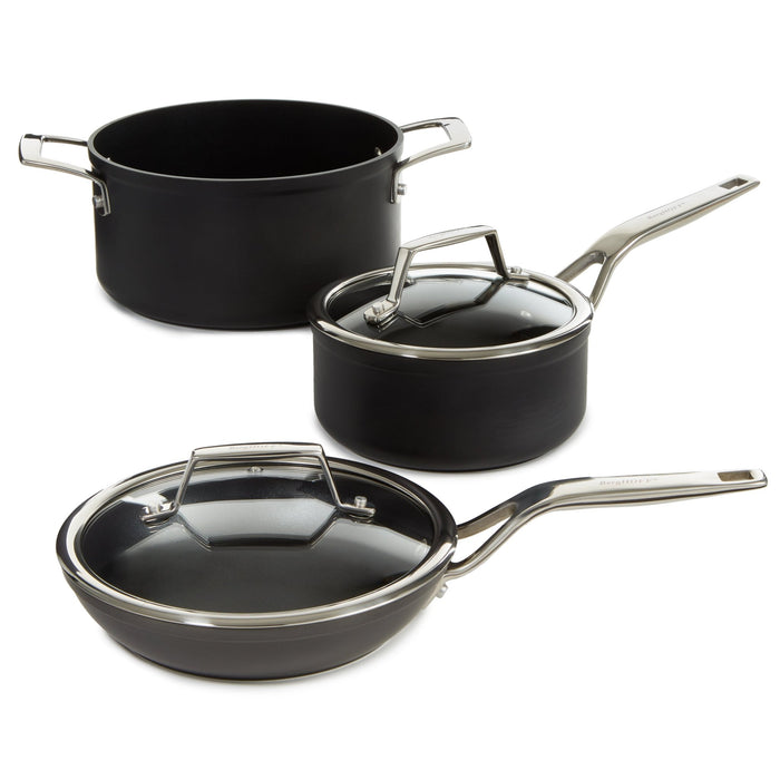 BergHOFF Essentials Nonstick Hard Anodized 8" Stockpot 3.3qt. With Glass Lid, Black - Stock Pots