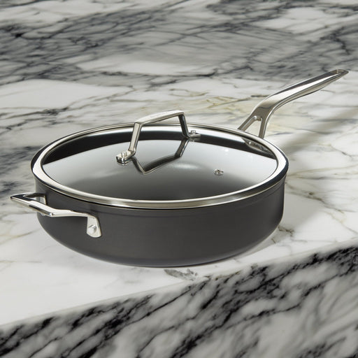 BergHOFF Essentials Nonstick Hard Anodized 11" Deep Skillet 4.3qt. With Glass Lid, Black - Skillets & Frying Pans