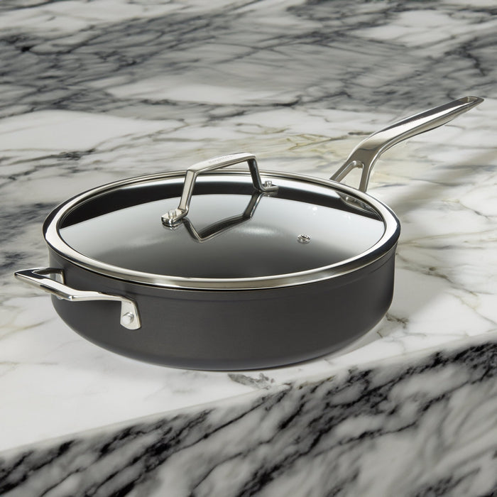 BergHOFF Essentials Nonstick Hard Anodized 11" Deep Skillet 4.3qt. With Glass Lid, Black - Skillets & Frying Pans