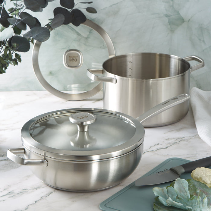 BergHOFF Leo Graphite 4pc Cookware Set With Glass Lids, 18/10 Stainless Steel - Cookware Sets