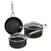 BergHOFF Essentials 5Pc Nonstick Hard Anodized Cookware Set For Two With Glass lid, Black - Cookware Sets
