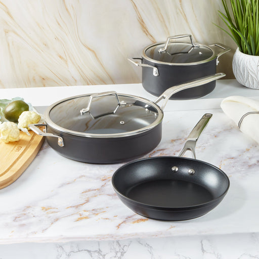 BergHOFF Essentials 5Pc Nonstick Hard Anodized Cookware Starter Set, Black - Cookware Sets