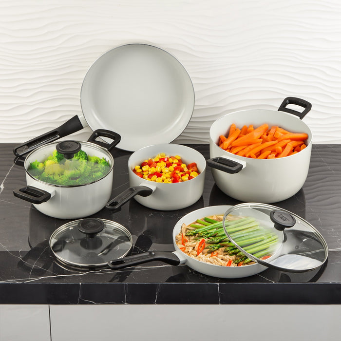 BergHOFF Leo Glints 8pc Ceramic Nonstick Cookware Set, Spirit - Cookware Sets