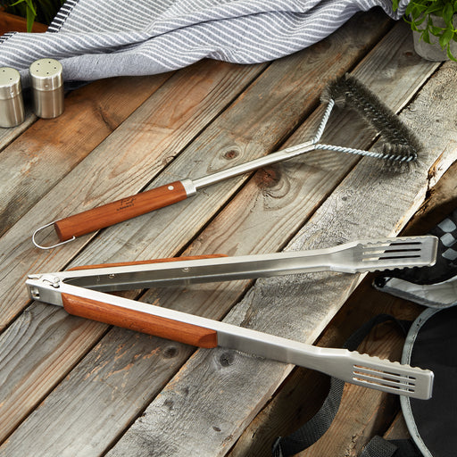 Image 1 of 2Pc Stainless Steel BBQ Tongs and Brush Set