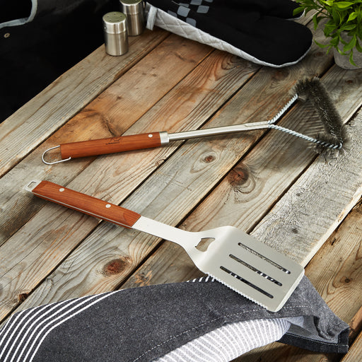 Image 1 of 2Pc Stainless Steel BBQ Brush and Turner Set